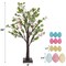 Easter Decoration Set of 2 Lighted 24 Inch Artificial Tree with Easter Eggs & Colorful LED Lights, Light Up Tabletop Bonsai Tree for Table Home Holiday Spring Decor